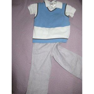 euc FAO vest top pant set & vest baby boy 12 m